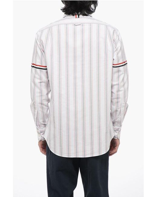 Thom Browne White Striped Button Down Shirt for men