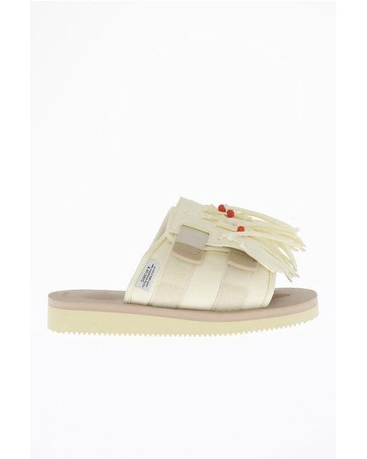 Suicoke Metallic Faux Leather Hoto Sandals With Fringes And Beads