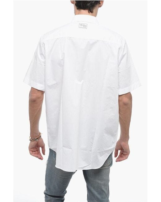 Raf Simons White Short Sleeve Polka Dots Classic Collar Shirt for men