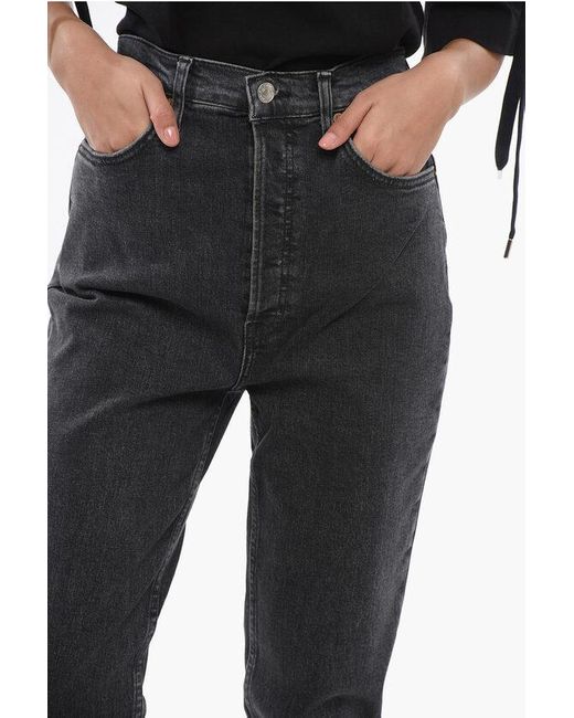 Re/done Black Frayed Hem Dark Wash Skinny Fit Jeans 15Cm