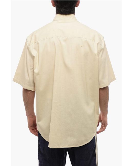 Off-White c/o Virgil Abloh Natural Button-Down Wool Blend Shirt With Breast-Pocket for men