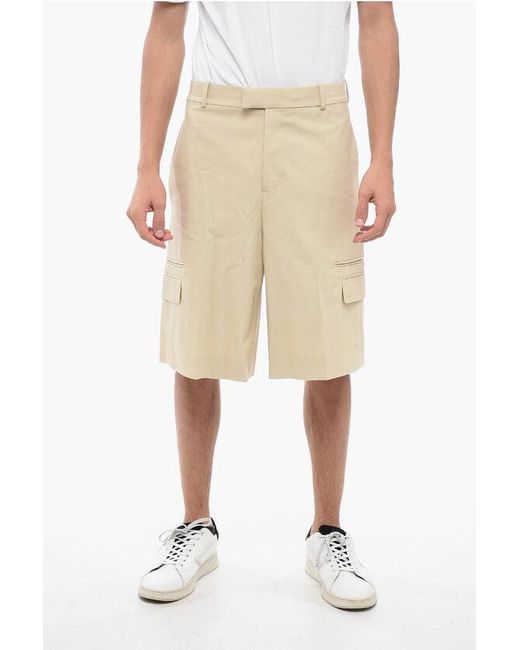 Alexander McQueen Natural Cotton Cargo Shorts With Belt Loops for men