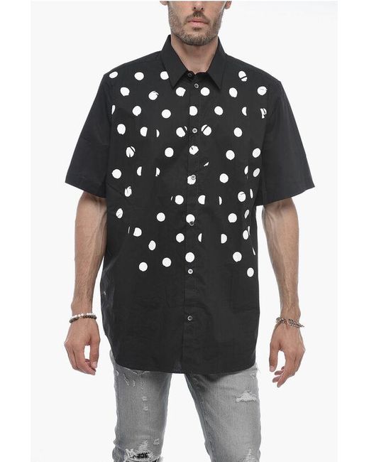 Raf Simons Black Short Sleeve Polka Dots Classic Collar Shirt for men