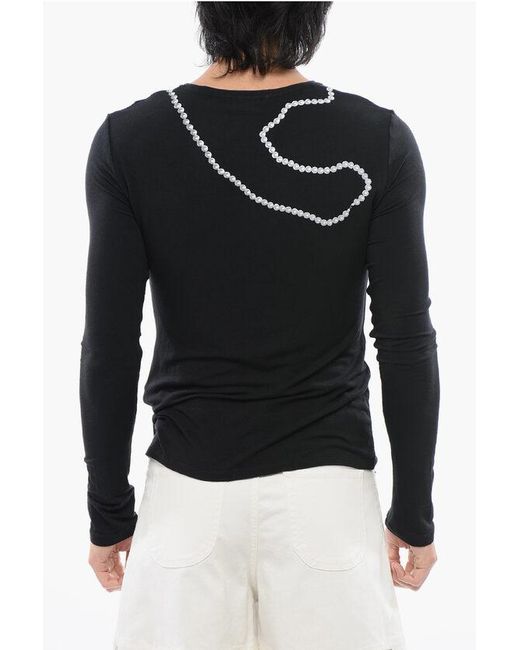 Off-White c/o Virgil Abloh Black Pinted Necklace Long Sleeved T-Shirt for men