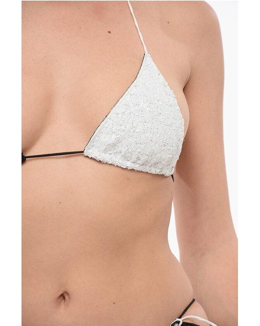Oseree Black Two-Tone Sequine Bikini Set