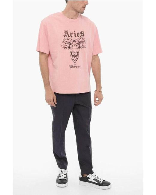 Neil Barrett Pink Printed Aries The Warrior Crew-Neck T-Shirt for men