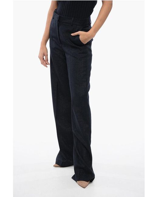 Stella McCartney Black Straight-Fit Pants With Lurex Check Motif