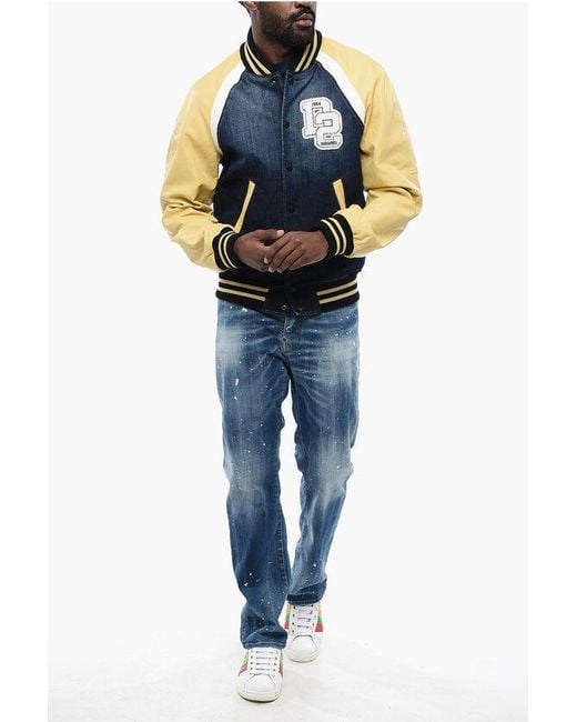 DSquared² Blue Denim Bomber Jacket With Eco for men
