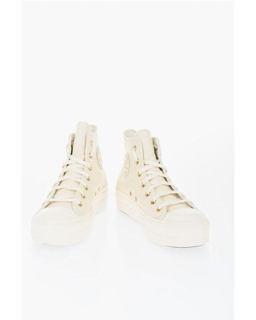 Converse Natural All Star Chuck Taylor Textured Leather Lift High-Top Sneaker