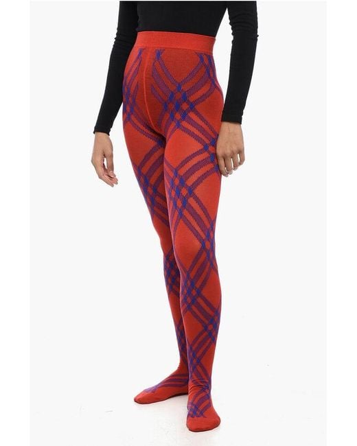Burberry Red Two-Tone Wool Blend Tights