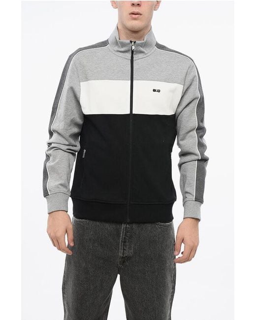 Eden Park Gray Color Block Sweatshirt With Zip Closure for men