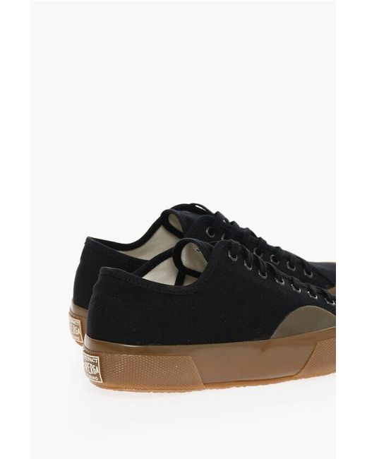 Superga Black Artifact Low-Top Canvas Sneakers With Rubber Soles for men