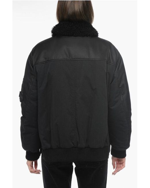 Yves Salomon Black Ys Army Double Fabric Bomber With Fur Removable Lining