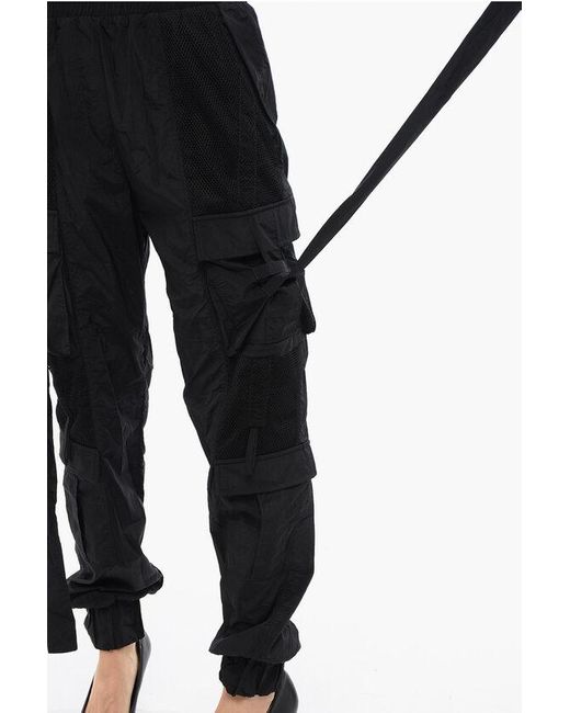 Balmain Black Cargo Pants With Mesh Details