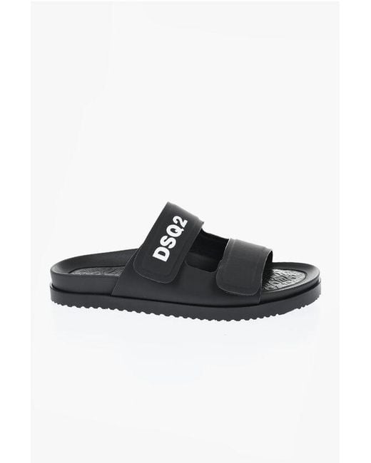 DSquared² Black Solid-Color Sandals With Velcro Closure for men