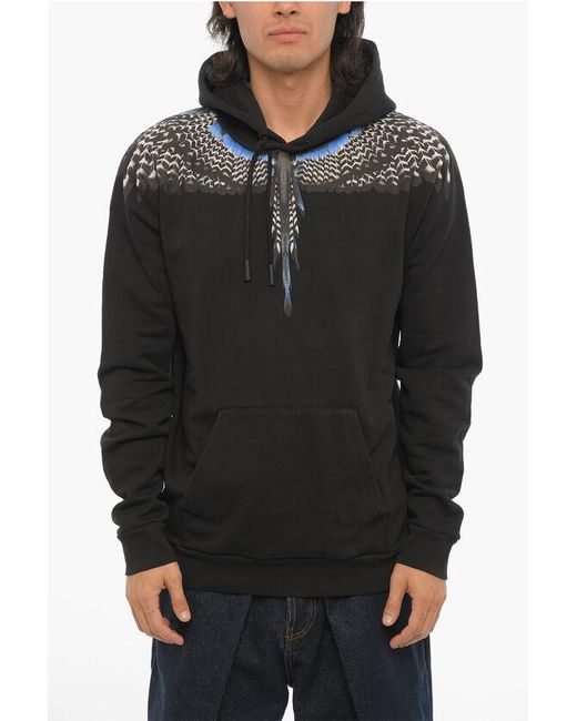 Marcelo Burlon Black Regular Fit Grizzly Wings Hoodie for men