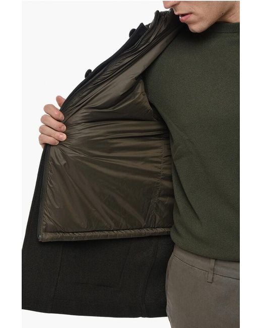 Corneliani Black Cc Collection Wool Blend Utility Jacket With Removable Quilt for men