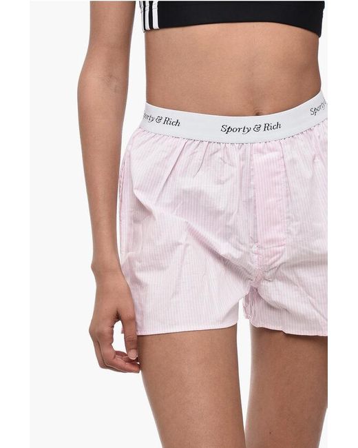 Sporty & Rich Pink Striped Shorts With Logoed Elastic Band