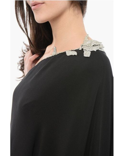 Valentino Black Silk One-Shoulder Dress With Sequins