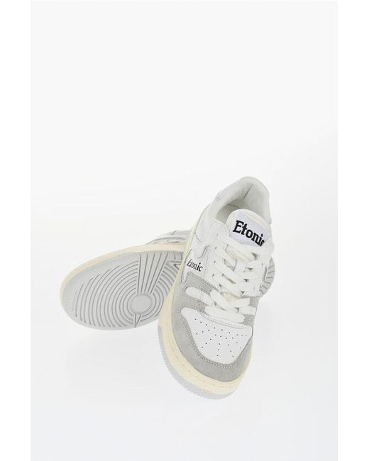 Etonic White Two-Tone Leather Low-Top Sneakers for men