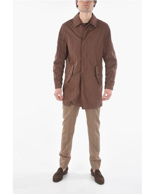 Corneliani Brown Cc Collection O. Wear Hidden Closure Balmacaan Coat for men