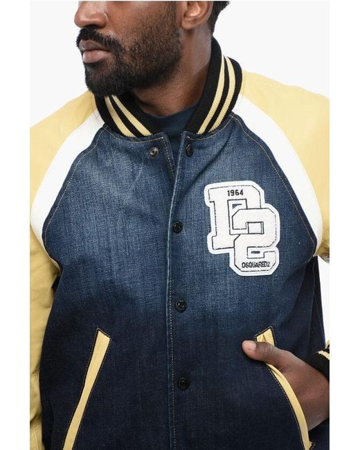 DSquared² Blue Denim Bomber Jacket With Eco for men