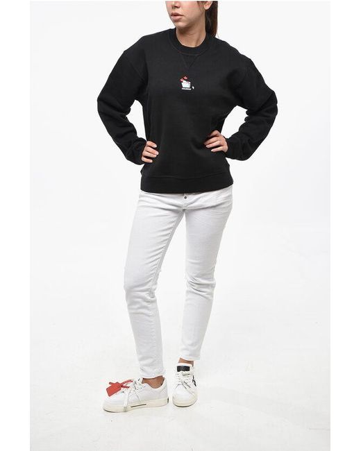 DSquared² Black Fleeced Cotton Cool Fit Crew-Neck Sweatshirt