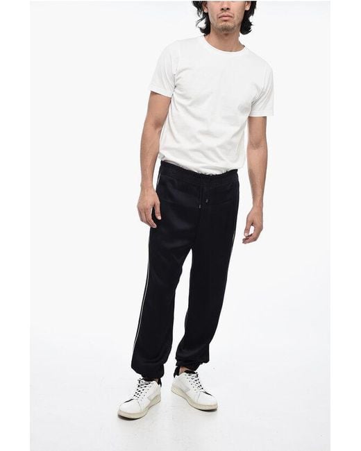 Saint Laurent Satin Joggers Pants With Contrasting Trims in Black for Men Lyst UK