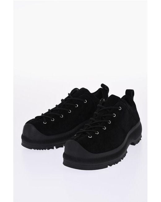 Jil Sander Black Suede Lace-Up Sneakers With Vibram Sole for men