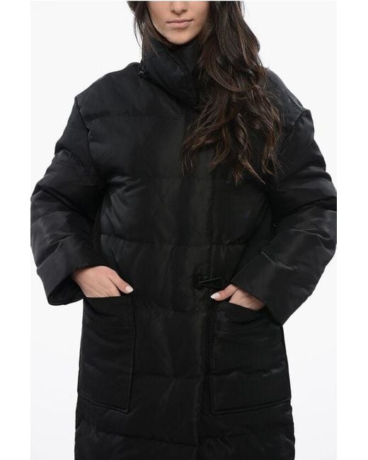 AllSaints Black Quilted Allana Maxi Jacket With Removable Hood