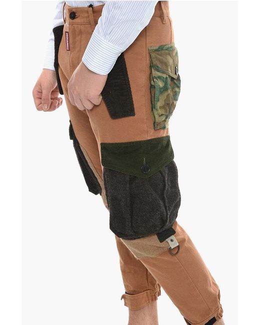 DSquared² Multicolor Velour Detail Explorer Cargo Pants for men