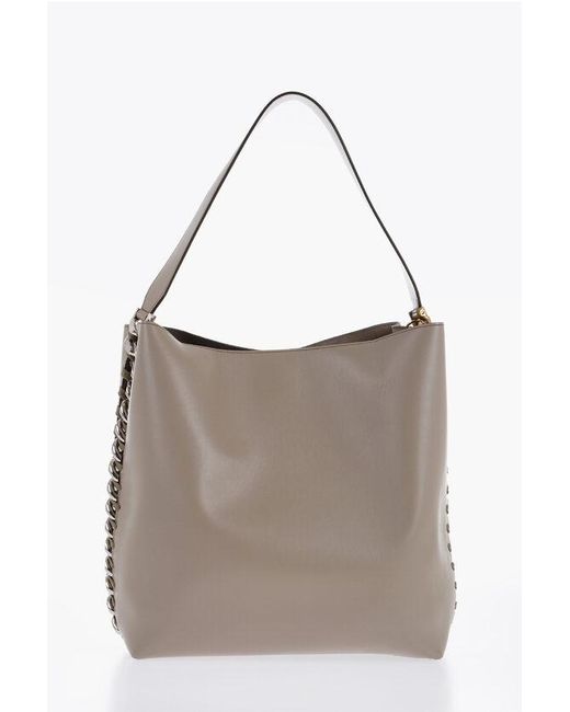 Stella McCartney Gray Vegan Leather Shoulder Bag With Chain Details