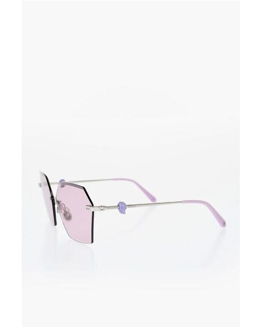 Philipp Plein Pink Hexagonal Sunglasses With Skull Detail