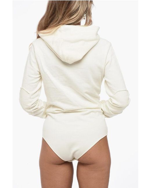 Rick Owens White Champion Cotton Hoodie With Bodysuit Design