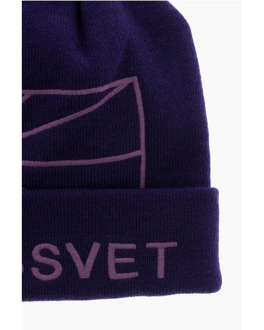 Rassvet (PACCBET) Blue Solid Color Beanie With Embroidered Logo for men