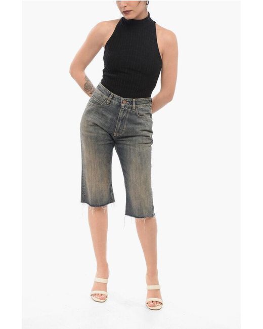 Balenciaga Gray Vintage Washed Denim Shorts With Raw-Cut Hem