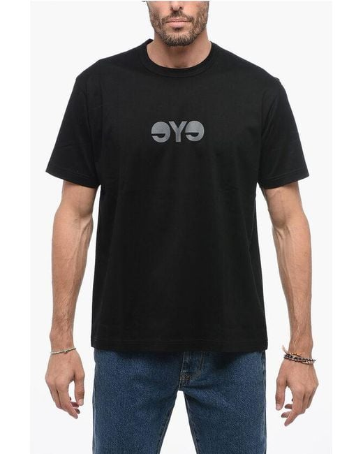 Junya Watanabe Black Eye Crew Neck Cotton T-Shirt With Print for men