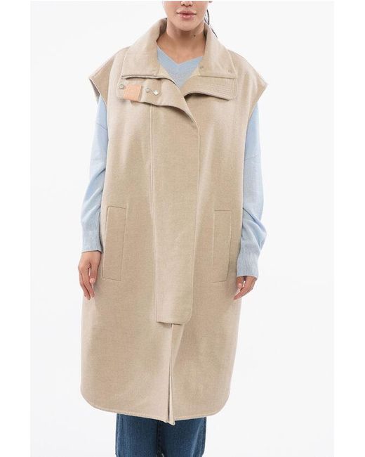 Loewe Natural Sleeveless Coat With Asymmetric Cut