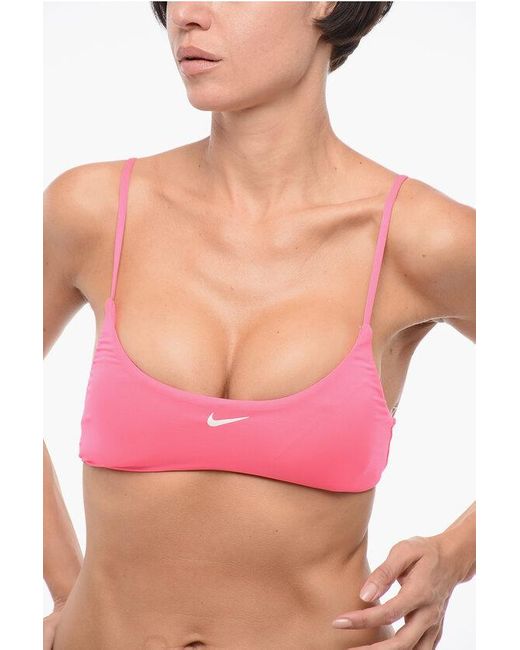 Nike Pink Swim Solid Color Bikini With Printed Logo
