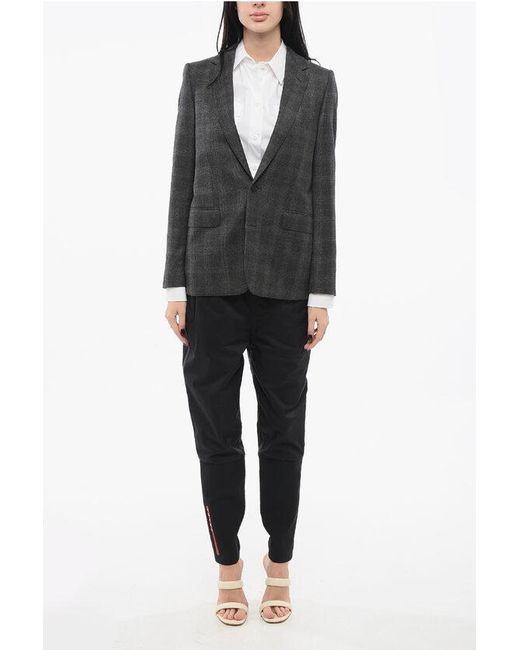 Céline Black Wool Checkered Blazer