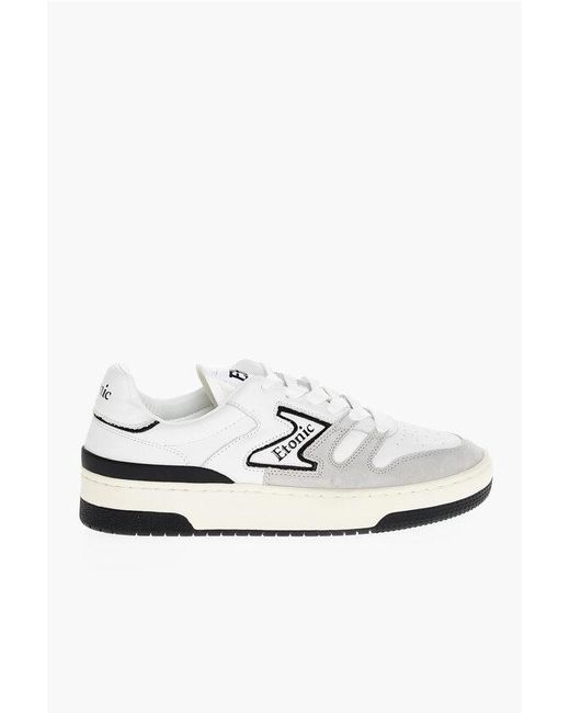 Etonic White Leather Low Top Sneakers With Suede Details for men