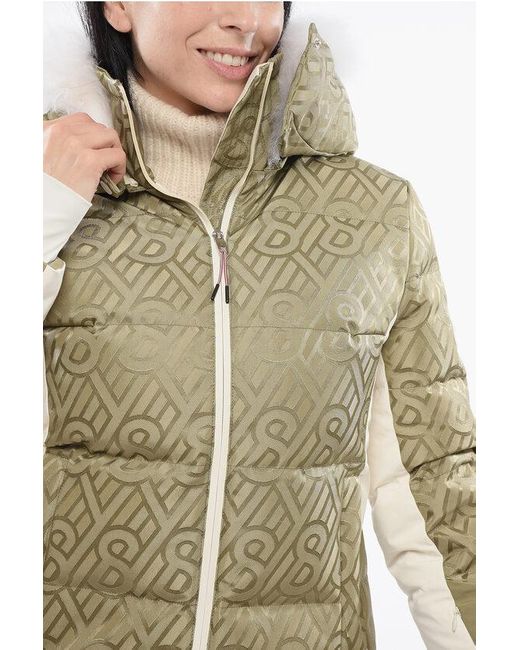Yves Salomon Natural Monogrammed Ski Jacket With Fur