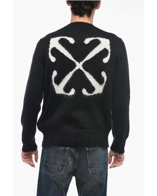 Off-White c/o Virgil Abloh Black Off- Crew Neck Arrow Cross Mohair Blend Sweater for men