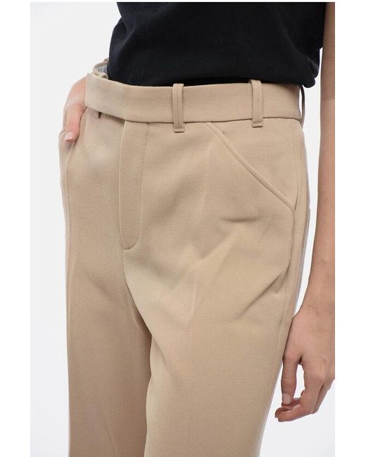 Chloé Natural Virgin Wool Flared Fit Chinos Pants