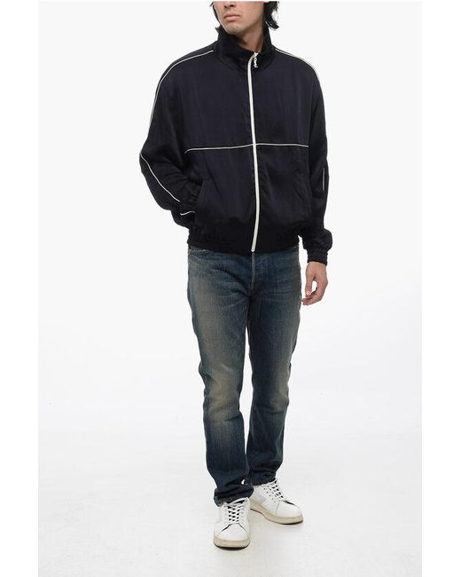 Saint Laurent Blue Satin Full-Zip Track Sweatshirt for men