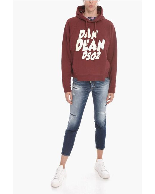 DSquared² Red Dan Dean Crewneck Sweatshirt With Print
