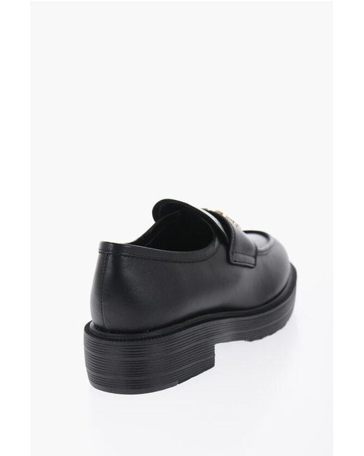 Moschino Black Love Leather Loafers With Logo