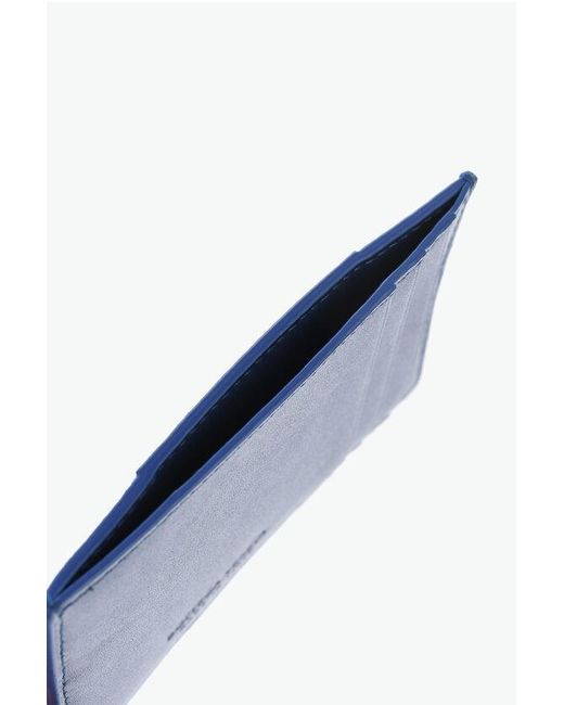 Bottega Veneta Blue Color-Block Woven Leather Card Holder for men