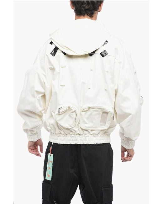 Off-White c/o Virgil Abloh White Utility Bomber Jacket With Removable Hood for men