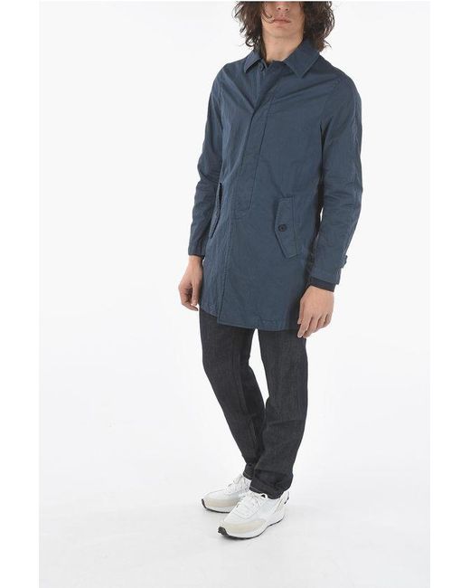 Corneliani Blue Cc Collection O. Wear Hidden Closure Balmacaan Coat for men